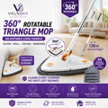 360° Rotatable Triangle Mop – Adjustable Long Handle Floor & Wall Cleaner with 4 Microfiber Pads