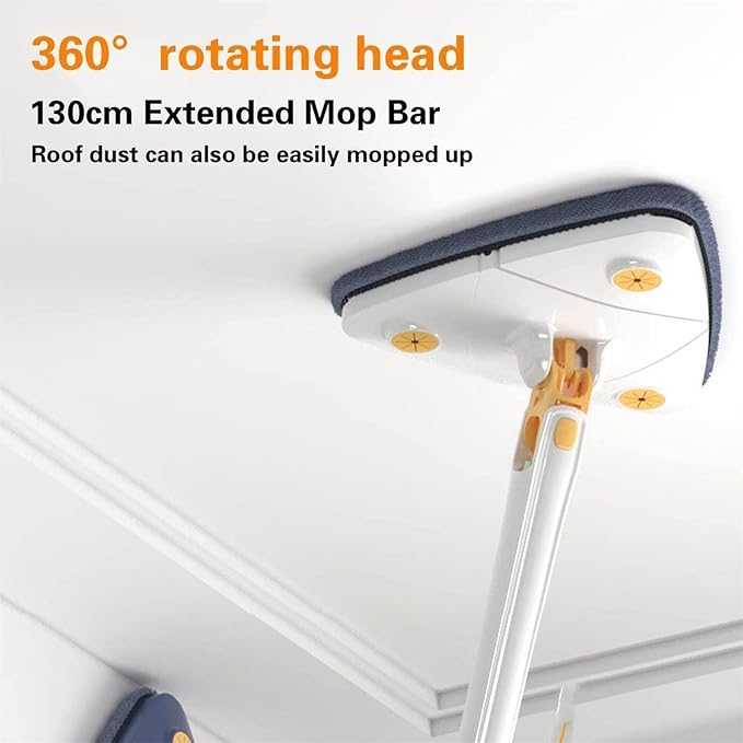 360° Rotatable Triangle Mop – Adjustable Long Handle Floor & Wall Cleaner with 4 Microfiber Pads