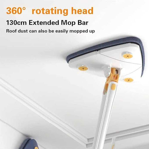 360° Rotatable Triangle Mop – Adjustable Long Handle Floor & Wall Cleaner with 4 Microfiber Pads